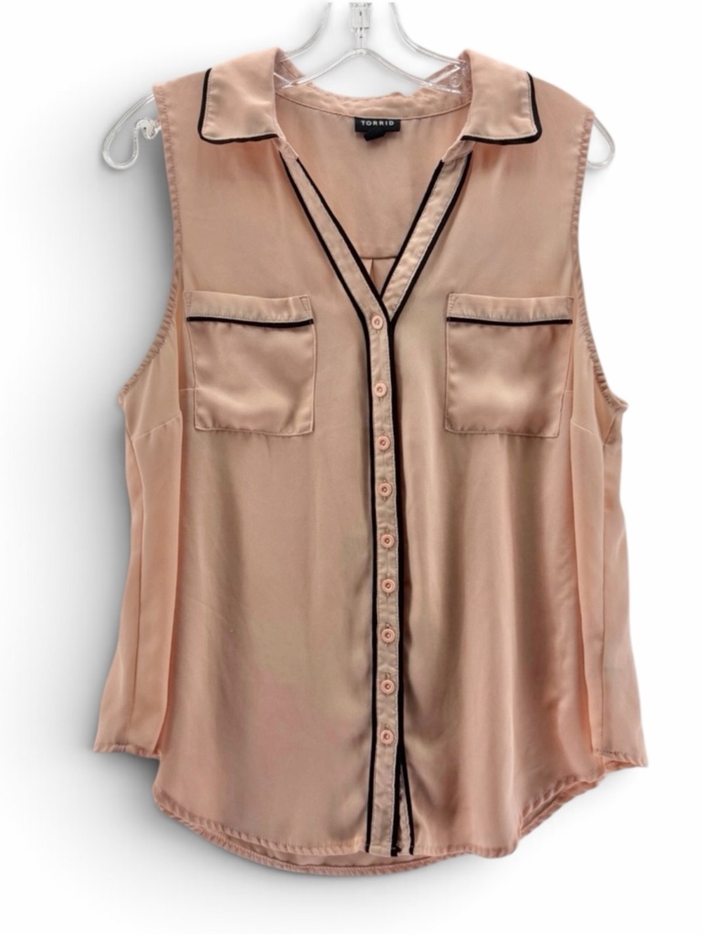 Torrid Blush Pink Sleeveless Madison Georgette Button-Down Blouse Size 00(M)